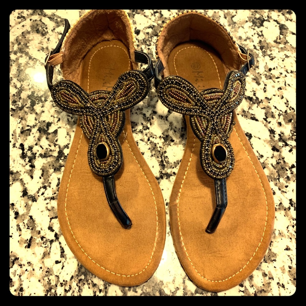 Boho Embellished Sandals by Mi.iM (8.5)